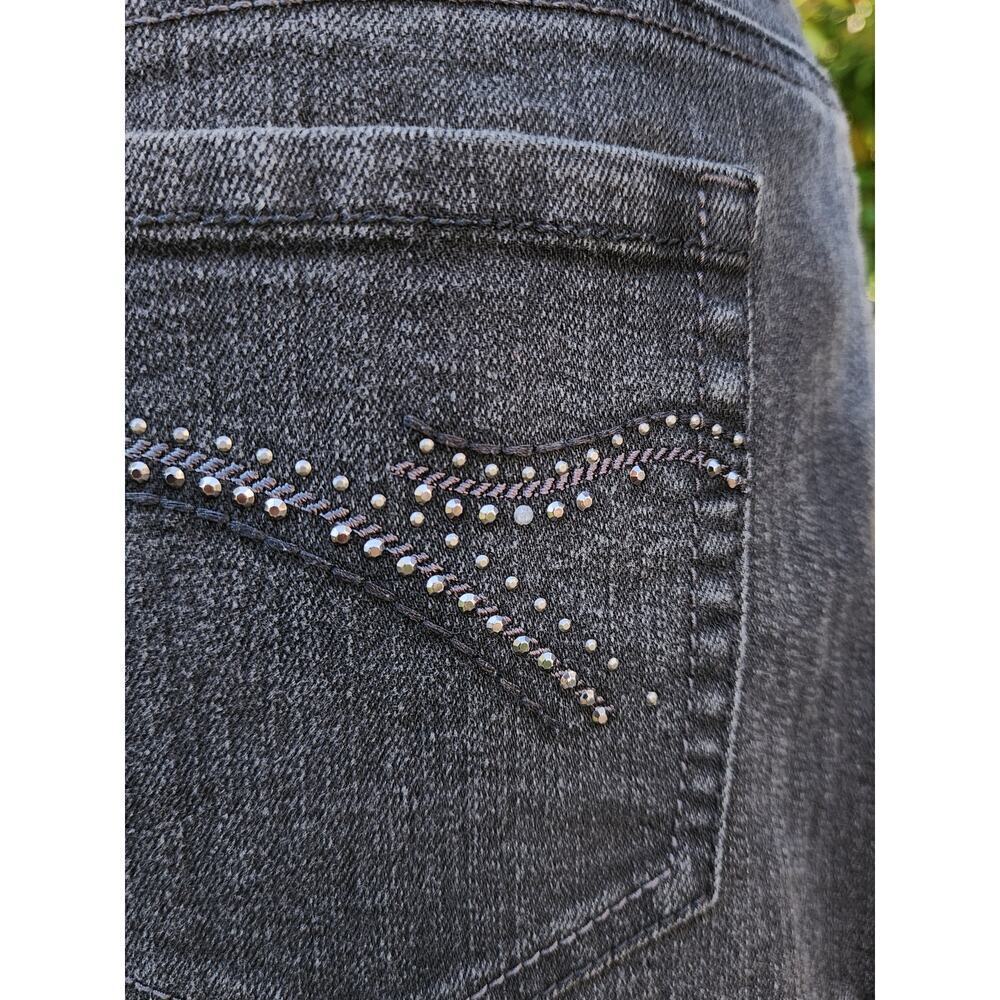Gloria Vanderbilt Dark Wash Denim Black White Cotton Peasant Reconstructed Skirt - Picture 6 of 9